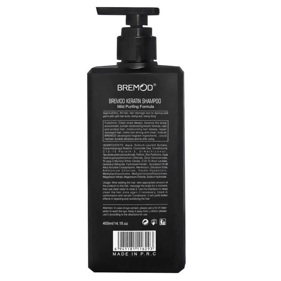Bremod Keratin Shampoo - Sulphate Free Hair Treatment for Smooth & Strong Hair (400ml / 14.1 fl.oz)